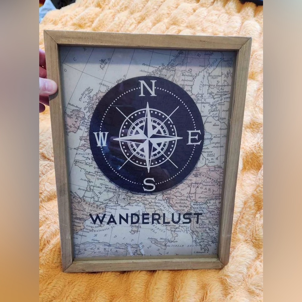 Wanderlust Compass Art Decor 14x11
